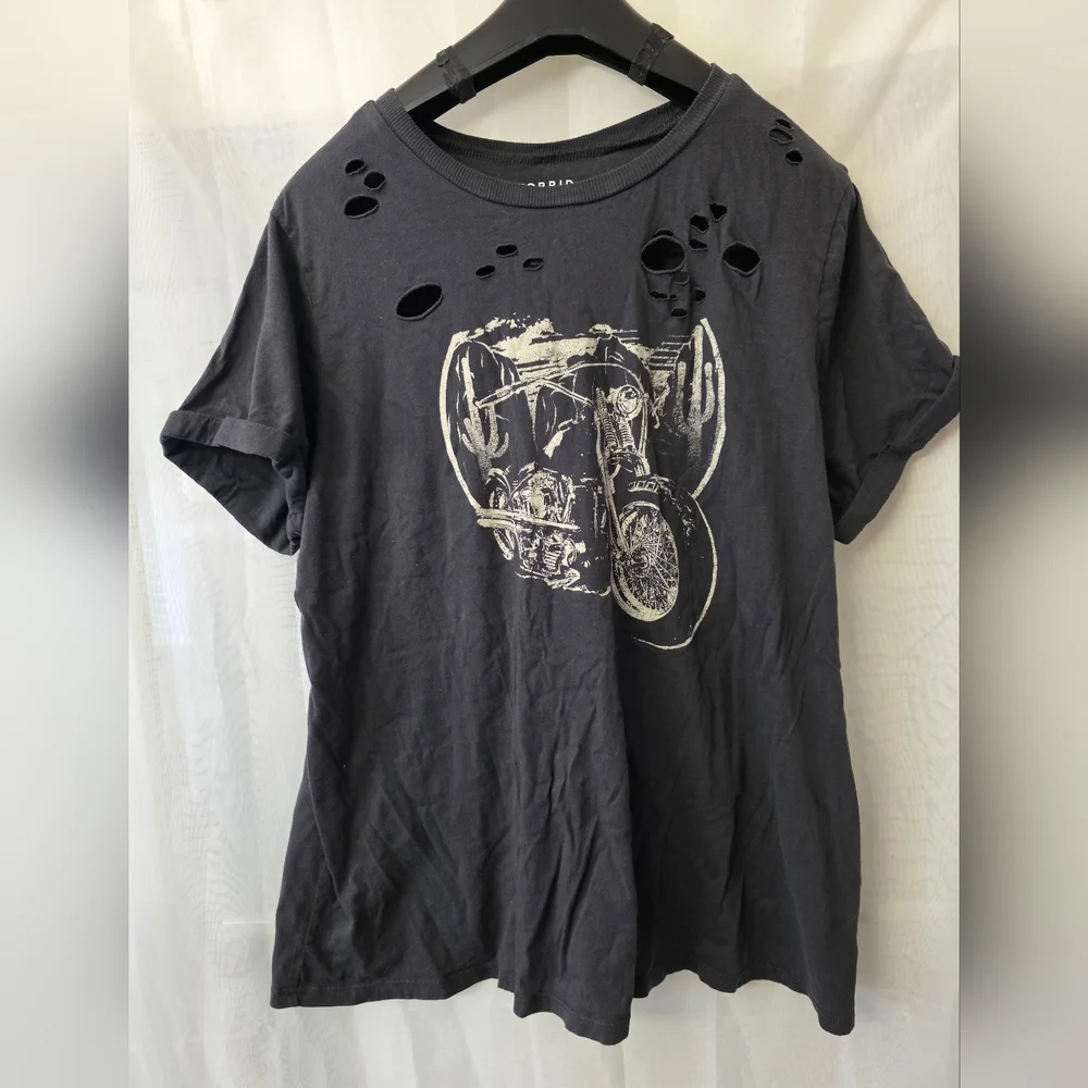 Torrid Black Relaxed Fit Motorcycle Graphic Tee - Picture 1 of 8